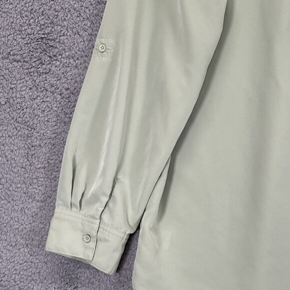 D&Co. Soft Utility Tunic Top Women M Green Button Front Roll Tab Long Sleeve J09 - Picture 6 of 12